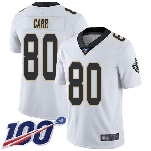 Men New Orleans Saints Limited White Austin Carr Road Jersey NFL Football #80 100th Season Vapor Untouchable Jersey->women nfl jersey->Women Jersey